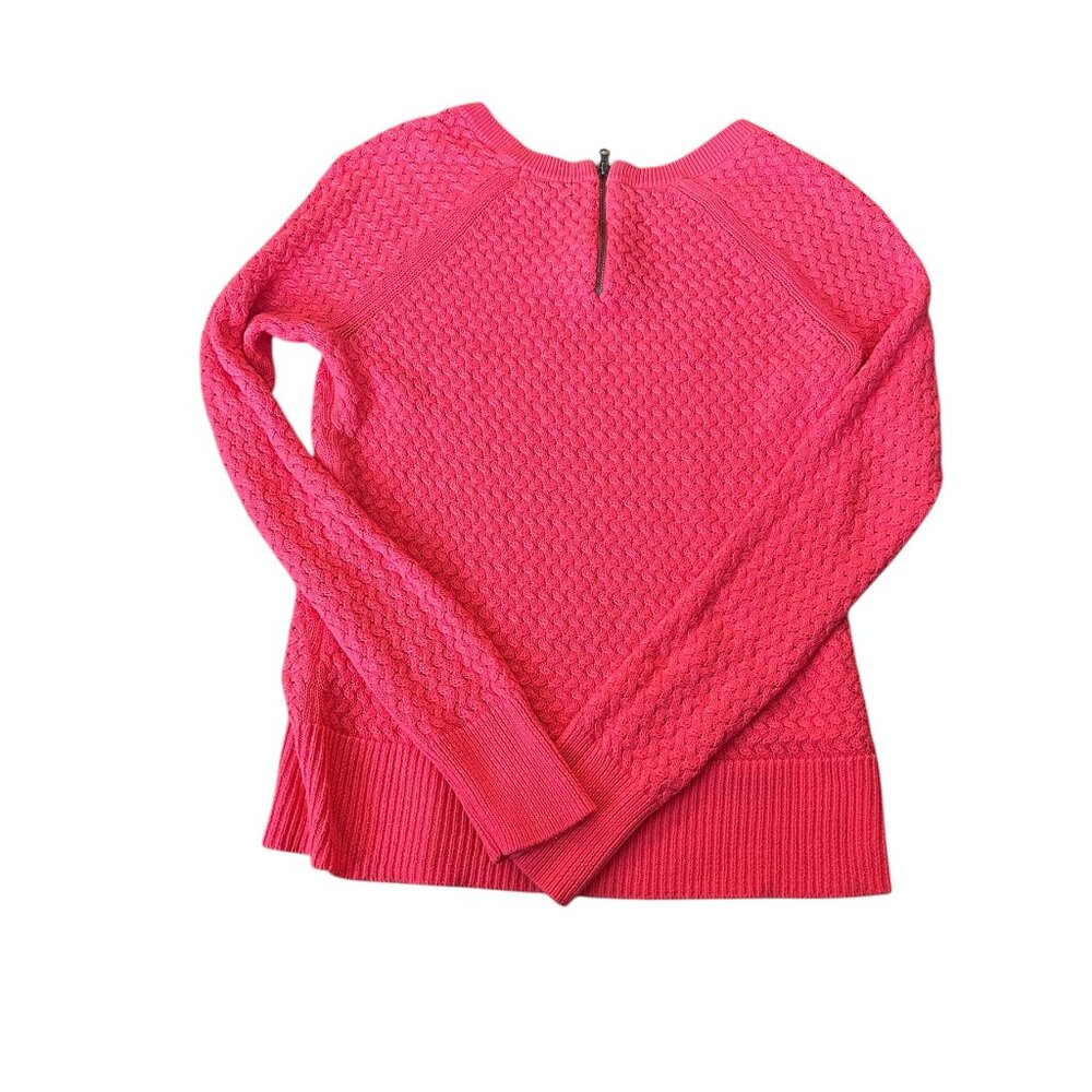 Vtg American Eagle Neon Pink Open Knit Sweater S Crew Neck Y2K 90s Bright‎ Bold - Picture 3 of 6